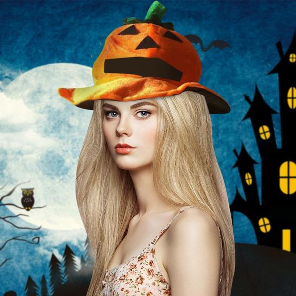 

halloween prom performance props ghost festival velvet hat pumpkin hat headwear modern halloween witch cap ciclismo 8.25, Blue;gray