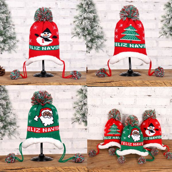 

дети детских knit hat зимние теплый флис подкладка шапочки письмо вышивка шапочка для детей шапки рождественских украшений шляпы халявы ухо, Silver