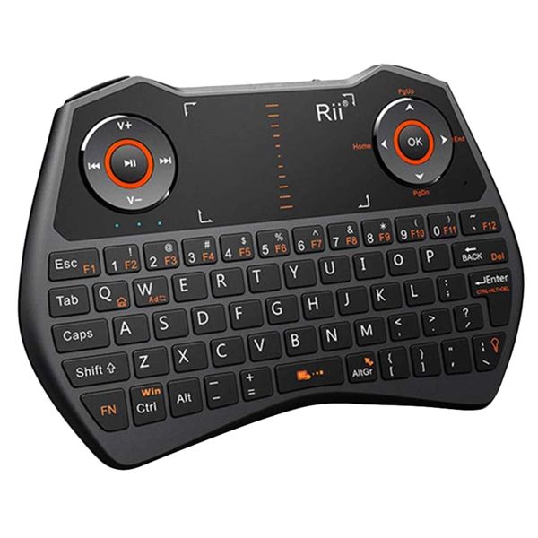 

rii i28 backlit air mouse 2.4ghz wireless keyboard with contactpad mic headphone port voice qwerty for pc android tv box