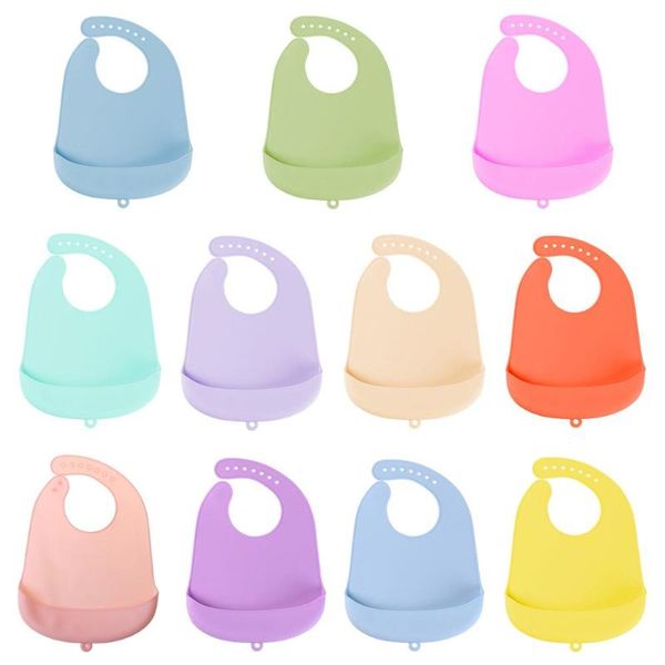 

grade silicone baby bibs waterproof newborn feeding saliva towel adjustable burp cloths accessories, Slivery;white