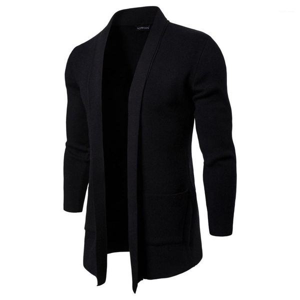 

open stitch solid stand collar long sleeve outerwear casual coats fashion knit with pocket men jackets spring autumn mens, Black;brown