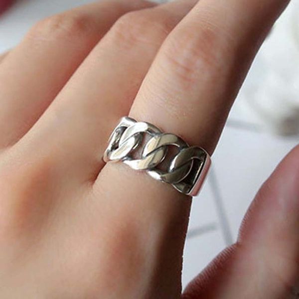 

wedding rings 2021 fashion vintage silver color chain for girl ladies adjustable size statement ring party jewelry, Slivery;golden