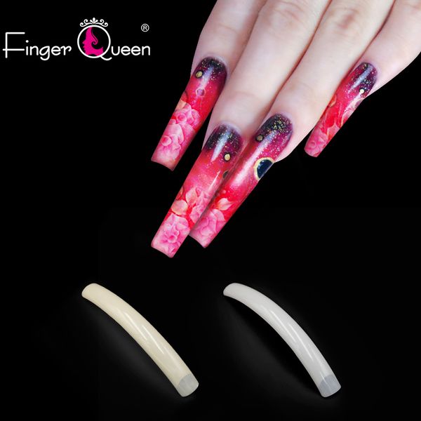 

100pcs with box fake nails long ballerina full half french acrylic nail tips square head false nails tips fq040, Red;gold