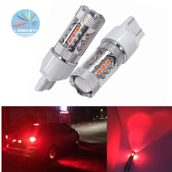

2pcs t20 w21w 7440 580 7443 80w 16led 16smd super bright car led brake lights rear lights turn signals reverse red dc12v