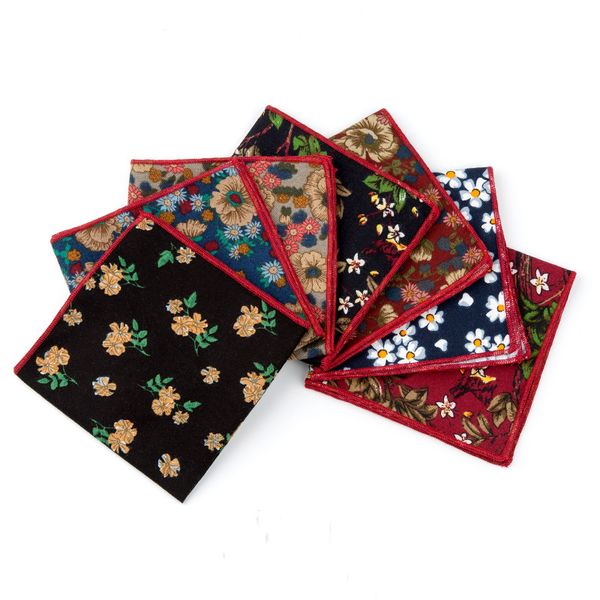 

bow ties handkerchief scarf retro cotton mens pocket square plant flower fashion beautiful style colorful, Black;gray