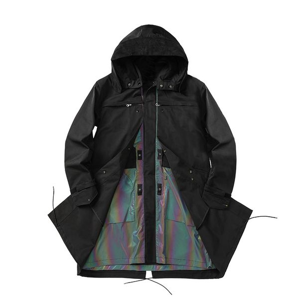 

камень пираты 20ss функционального стиля большая площадь отражает свет с капюшоном ветровки сложного процесс дизайна пальто бесплатной доста, Tan;black