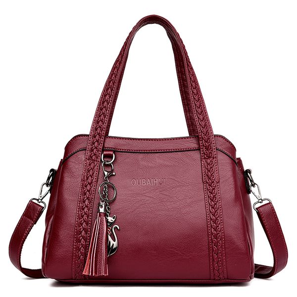 

fashion soft leather women handbag large capacity 3 layers shoulder bag durable leather business women handbag sac