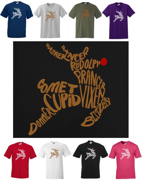 

2019 new summer cool tee shirt new christmas t-shirt, reindeer, dasher, rudolph, prancer, comet, cupid, s - 3xl cotton t-shirt