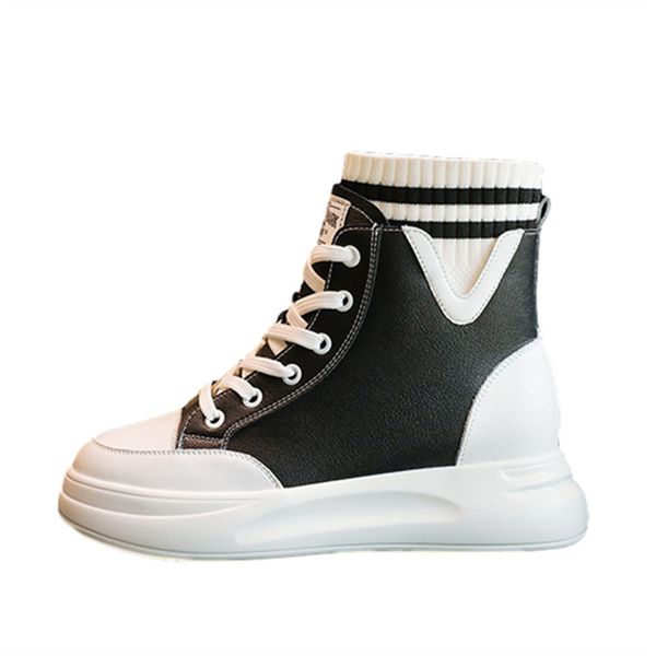 

leather boots 2020 new autumn women's shoes platform boots, Black