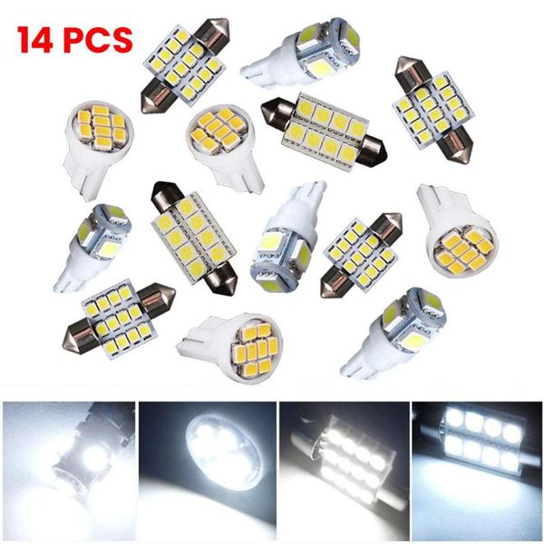 

14x white led interior package kit for t10 194 31mm map dome license plate light