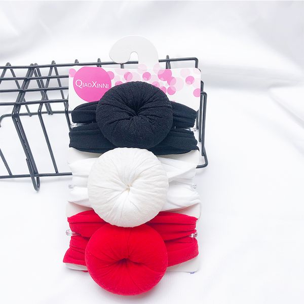 

hair accessories 3pcs/lot baby headband round ball born girls solid headwear elastic hairband for, Slivery;white