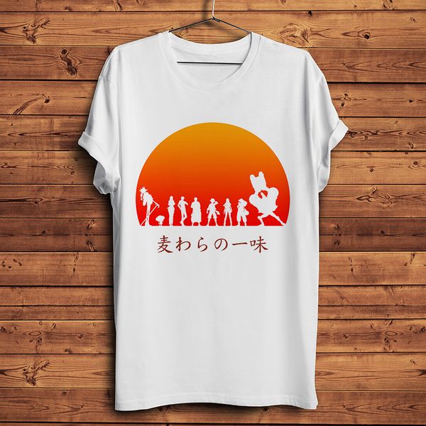 

one piece straw hat pirate in sun funny anime t shirt men white casual tshirt short sleeve manga luffy streetwear tee