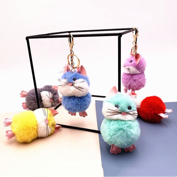

cute cartoon animal cat keychain simple plush keychain ladies shoulder bag car key ring party gift jewelry, Silver