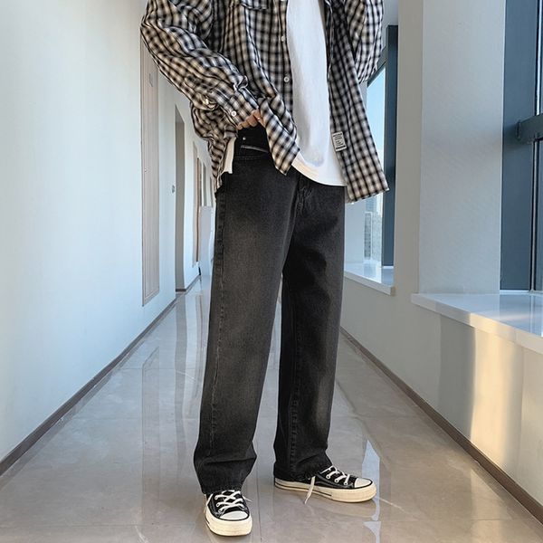 

2020 осень иных широкие и джинсы ноги джинсов мужских свободные прямые брюки модный студент универсальный брюки fsgvn, Blue