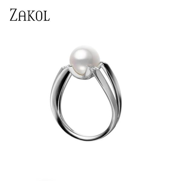 

wedding rings zakol arrival party ladies pearl ring adjustable opening engagement jewelry love fsrp2201, Slivery;golden