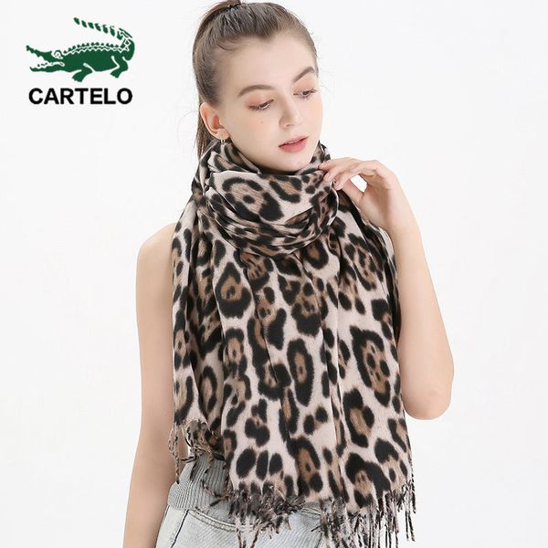 

cartelo new scarf autumn and winter ladies thick leopard scarf fringed woolen windproof shawl imitation cashmere women, Blue;gray