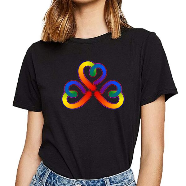 

t shirt women rainbow colored hearts lgbt pride casual black print female tshirt