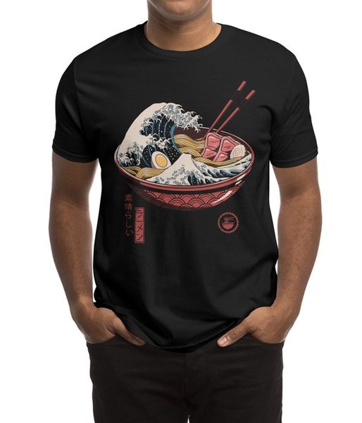 

new men casual printed t shirt great ramen wave short sleeve t-shirts tee