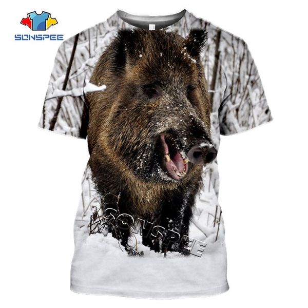 

summer hunting wild boar animals 3d print shirts humor funny kawaii men clothing