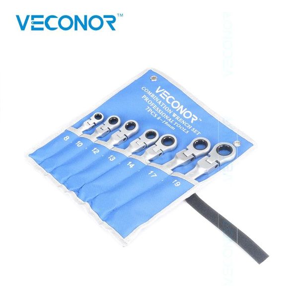 

7pcs ratchet tools wrench set ratcheting spanner set 8-19mm dull polish 72t flexible head ratchet wrench with storage pouch
