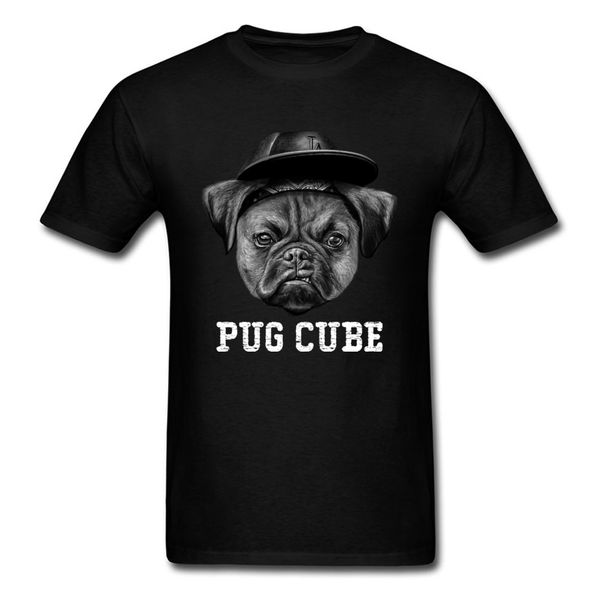 

pug cube 2018 men black t-shirt summer hipster boy t shirt funny ugly face pet printed mens clothing 3d animal tee