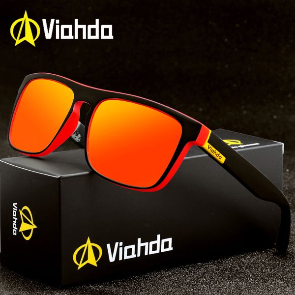 

viahda brand classic polarized sunglasses men driving square black frame eyewear male sun glasses for men oculos gafas, White;black