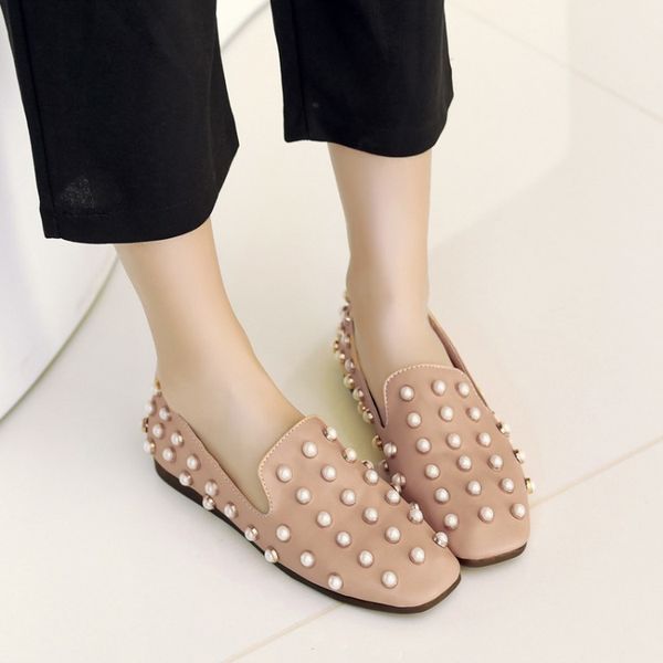 

pxelena 2020 spring women loafers beads slip on flats soft sole casual comfortable moccasins driving work shoes black 34-43
