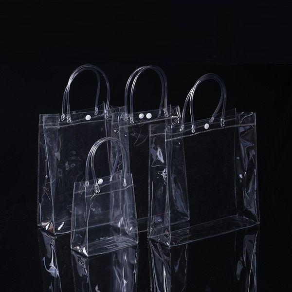

pvc handbags gift bag makeup cosmetics universal packaging plastic clear button bags 6 sizes for choose wb2647