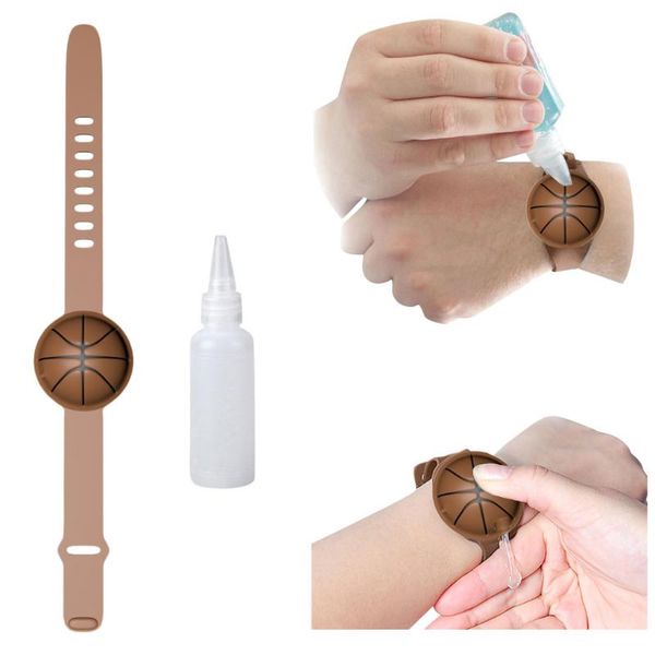 

basketball wristband hand dispenser hand sanitizer dispensing silica gel wearable dispenser pumps disinfecta wristbands, Black;red