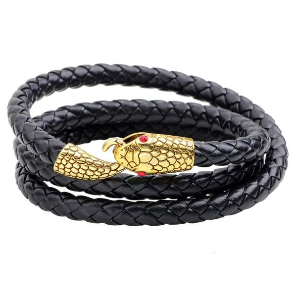 

a accessories new european and american fashion leather bracelet men's multi-layer winding snake head accessories bracelets, Golden;silver