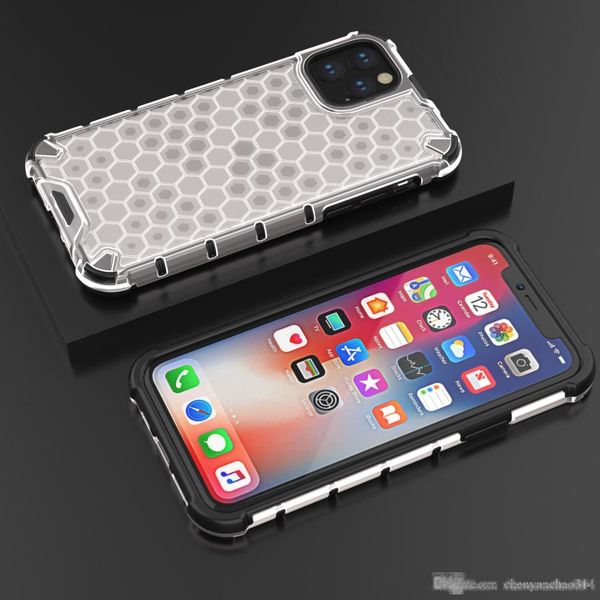 

airbag shockproof armor case on for iphone 11 pro max honeycomb transparent hard case for iphone xr x xs max 6 6s 7 8 plus cover