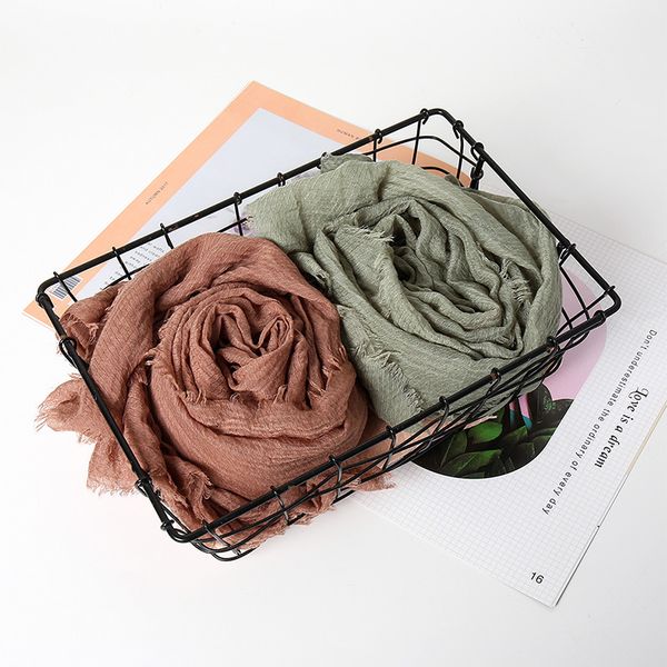 

2020 autumn style leisure ladies cotton wool scarf must be crushed joker monochromatic national wind headcloth vs229, Blue;gray