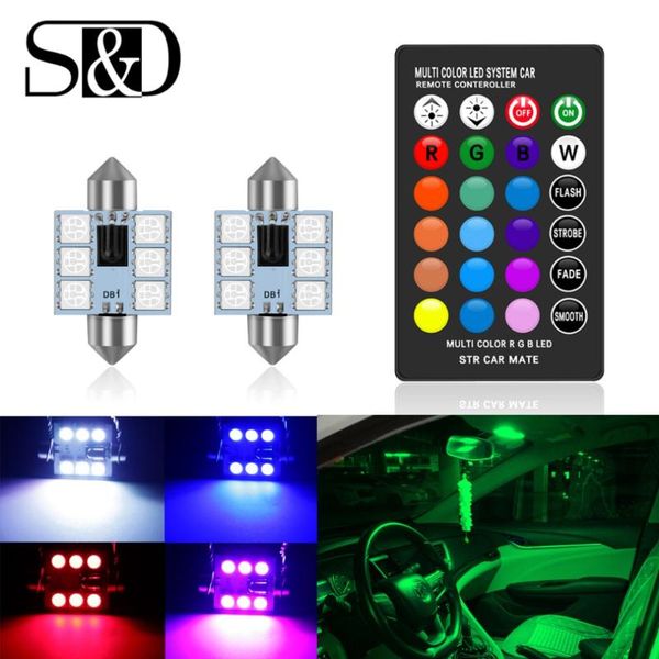 

c5w led 31mm 36mm 39mm 41mm c10w rgb 6smd festoon light w/ remote control car inteiror bulb dome reading door lamp auto 12v