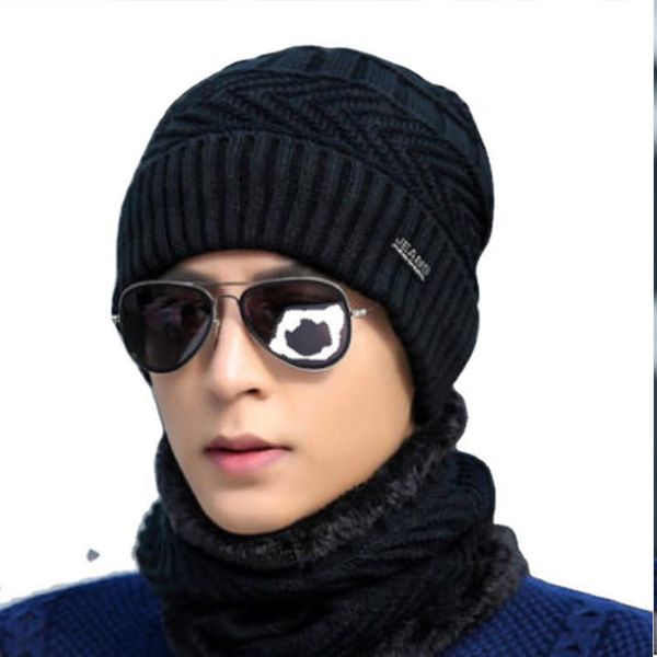 

hat men's winter warm knitted woolen hat winter cycling ear protection cold men's bib thickening cycling warm, Black