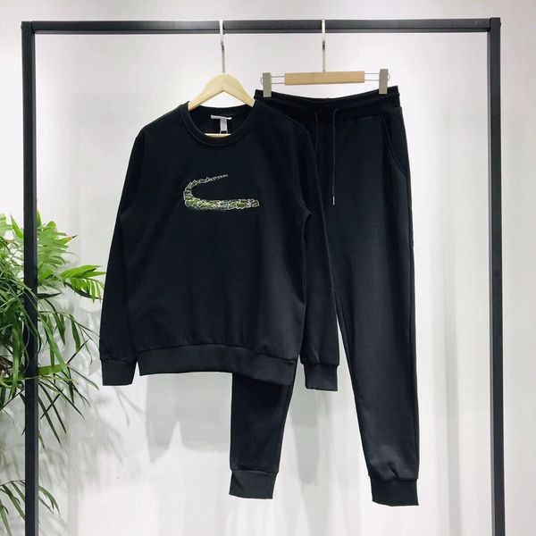 

Men Women Tracksuit with Animal Pattern 2020 Autumn Winter Spring Fashion Hoodie+Pants Two Pieces Set Black White with Labels Size M-2XL