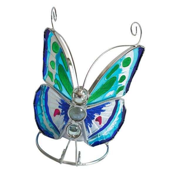 

glass iron parts butterfly ornament candlestick decor for table, desktop