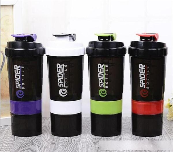 

500ml protein shaker blender mixer cup sports workout fitness gym training 3 layers multifunction bpa shaker water bottle container dhl
