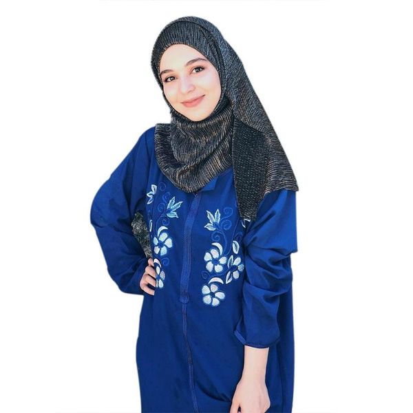 

muslim lady scarf gold and silver thread silk scarf long arab hui solid color stripe weave, Blue;gray