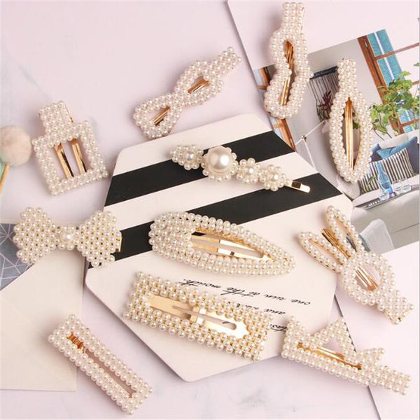 

hair accessories women pearl clip beaded geometric korea barrettes hairgrips girls jewelry fashion pins headwear