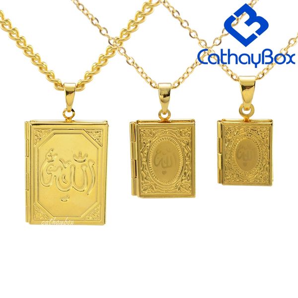 

pendant necklaces ramadan gift koran book locket necklace gold tone islamic god quran charm jewelry for muslim, Silver