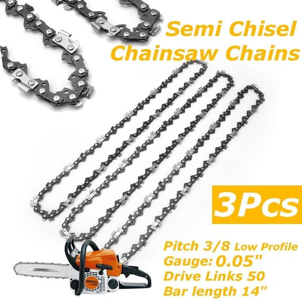 

3 pcs 14'' chainsaw semi chisel chain 3/8'' 0.050" 50dl chain for chainsaw