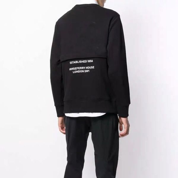 

2020fw new solid color men's sweater, letter print on the back, big pocket zipper, men and women couple sweater jacket, Black