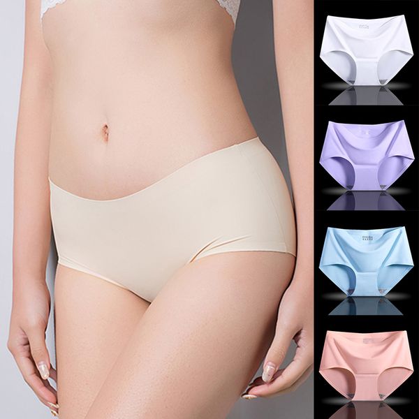 

women's panties soft briefs for women thin underwear lady solid lingerie knickers underpant seamless color, Black;pink
