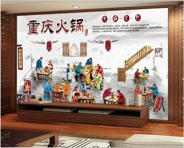 

custom p mural 3d wallpaper hand drawn ancient characters old pot restaurant room home decor 3d wall murals wallpaper for walls 3 d