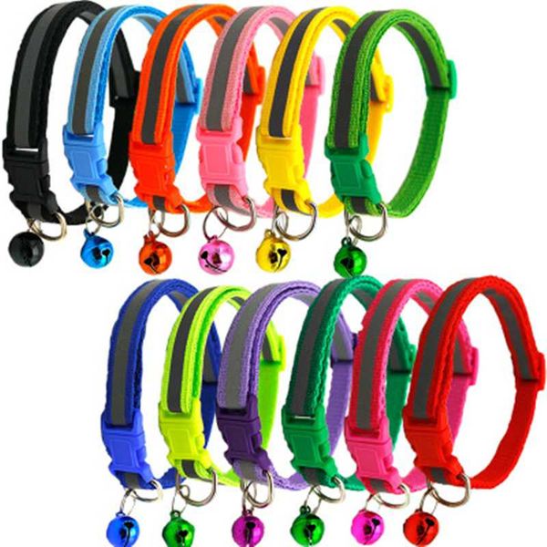 

1pcs adjustable cute pet bell collar reflective soft pet cat necklace collar for small dogs kitten supplies