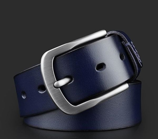 

western auspicious belt men genuine leather belt fashion blue coffee cowskin man strap with quality alloy pin buckle by factory t200411, Black;brown