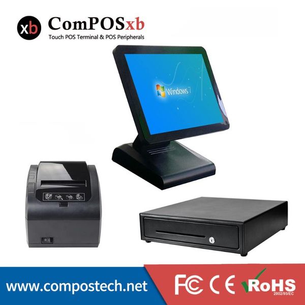 

selling point of sale system 15inch touch screen all in one cash box thermal printer for sale