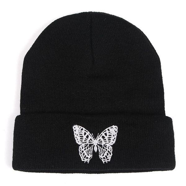 

beanie/skull caps butterfly embroidery knitted hat for women 2021 autumn winter casual warm woolen hip hop wool beanie simple, Blue;gray