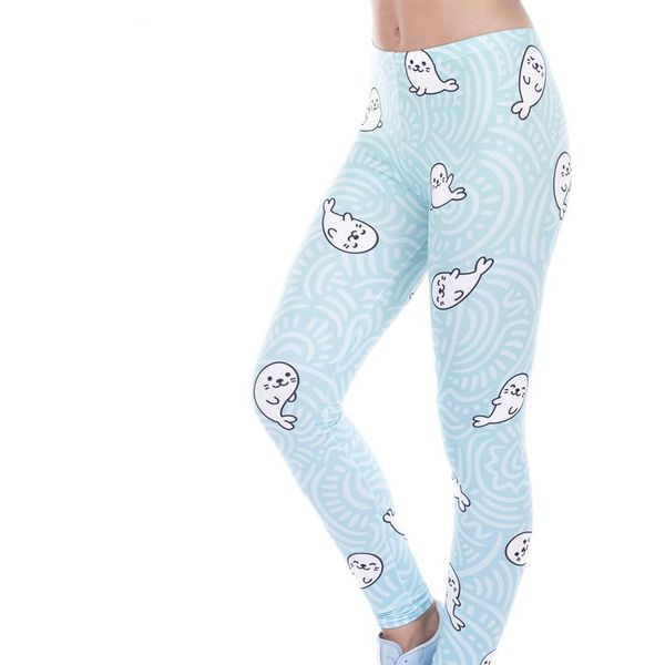 

legging white seal lovely print high elasticity trousers legins women leggings woman pants 100% brand new, Black