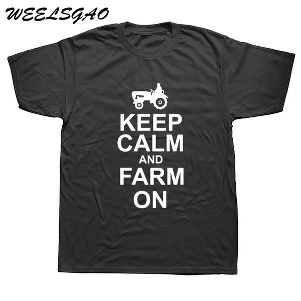 

men summer keep calm and farm on t shirts men cotton o-neck short sleeve farmer t shirt mans t-shirt